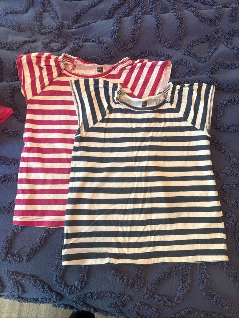 Pair of Tea collecGirls' Striped Short-Sleeve Tee - navy & White / Pink & White